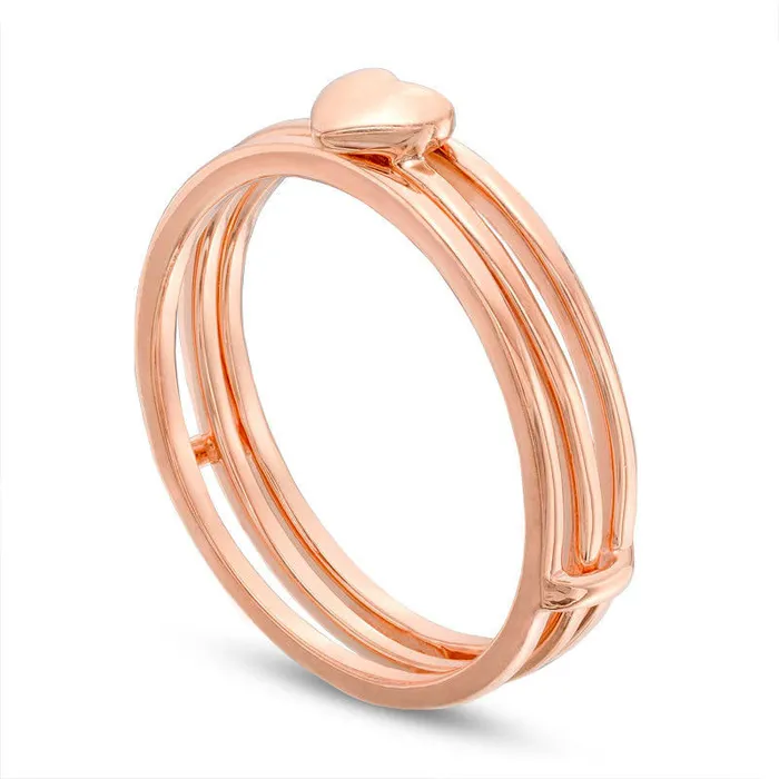 Goldia Puffed Heart TwoPiece Ring in Solid 10K Rose Gold Rings Goldia Puffed Heart TwoPiece Ring in Solid 10K Rose Gold Rings