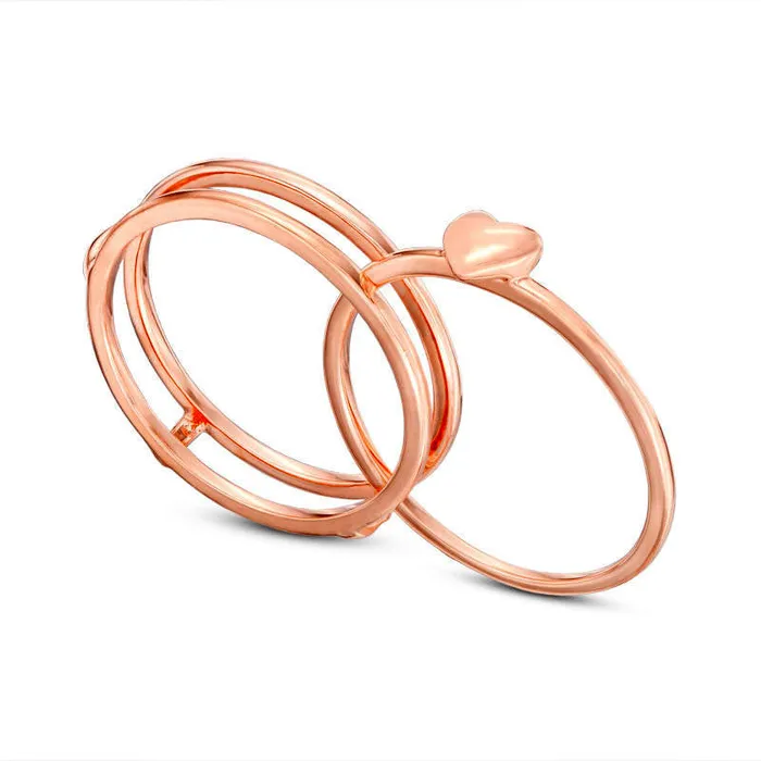 Goldia Puffed Heart TwoPiece Ring in Solid 10K Rose Gold Rings Goldia Puffed Heart TwoPiece Ring in Solid 10K Rose Gold Rings