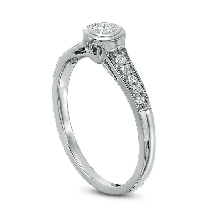 Goldia Rings 020 CT TW Natural Diamond Promise Ring in Solid 10K White Gold
