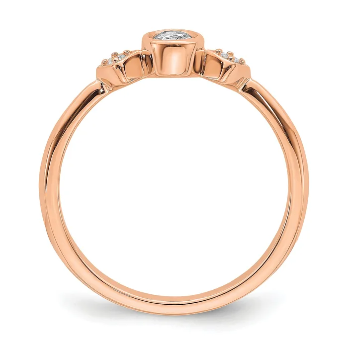 Goldia Rings 024ct CZ Solid Real 14k Rose Gold Polish Petite Oval Complete Dia Ring