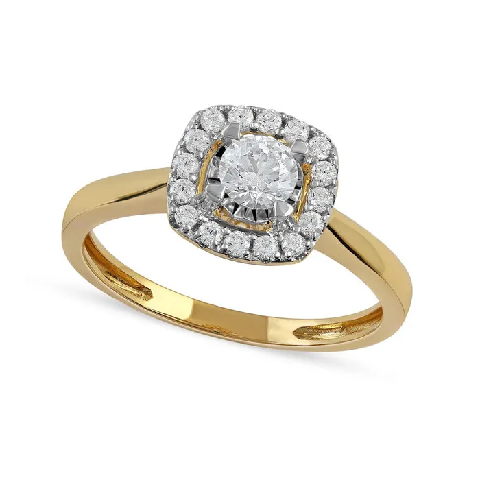 Goldia Rings 050 CT TW Natural Diamond Cushion Frame Engagement Ring in Solid 10K Yellow Gold JI3 Goldia Rings 050 CT TW Natural Diamond Cushion Frame Engagement Ring in Solid 10K Yellow Gold JI3