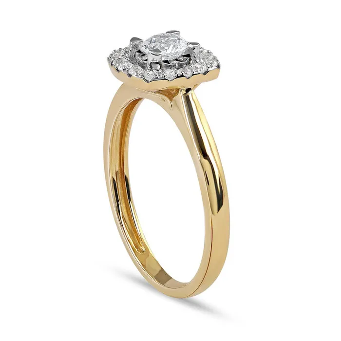 Goldia Rings 050 CT TW Natural Diamond Cushion Frame Engagement Ring in Solid 10K Yellow Gold JI3