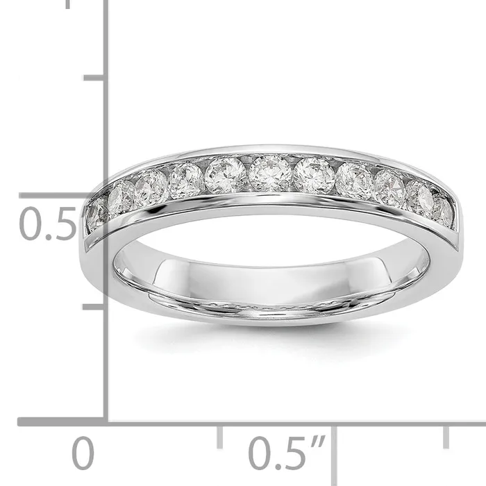 Goldia Rings 051ct CZ Solid Real 14K White Gold 1123mm Stone Channel Wedding Band Ring
