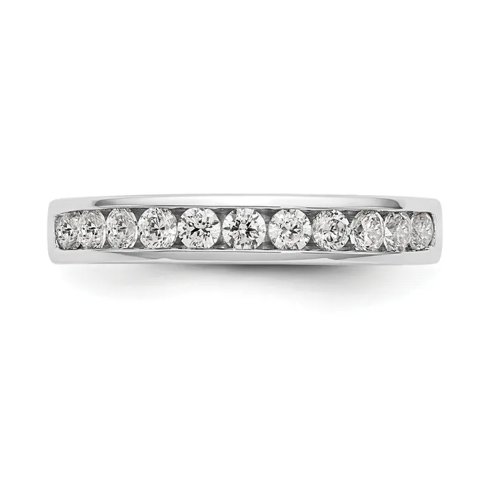 Goldia Rings 051ct CZ Solid Real 14K White Gold 1123mm Stone Channel Wedding Band Ring
