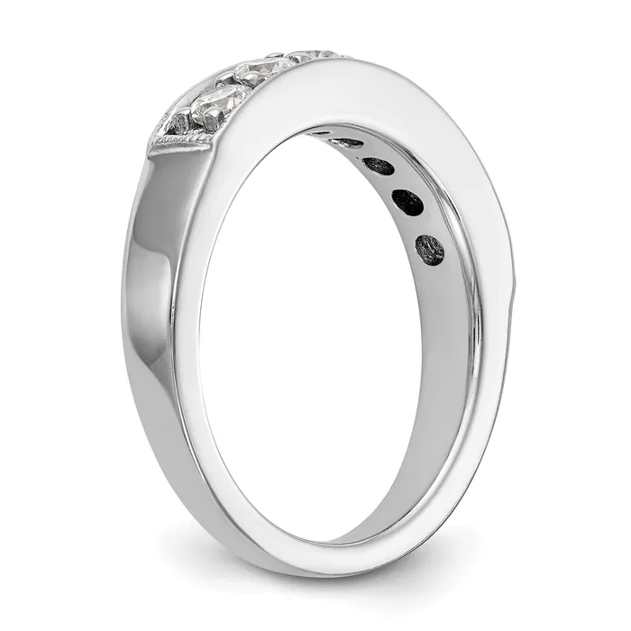 Goldia Rings 070ct CZ Solid Real 14K White Gold 7Stone Channel Wedding Band Ring