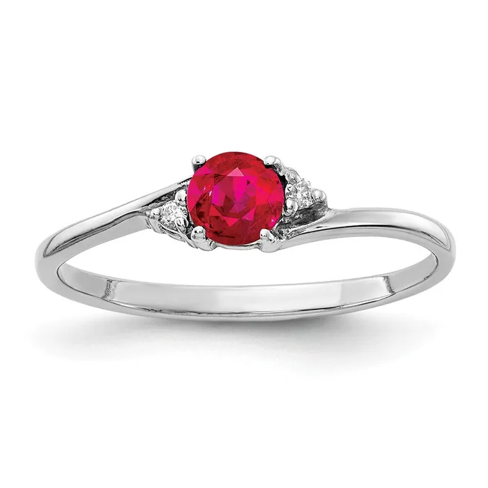 Goldia Rings 14k White Gold 4mm Ruby AA Diamond ring