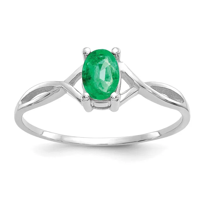 Goldia Rings 14k White Gold Emerald Birthstone Ring