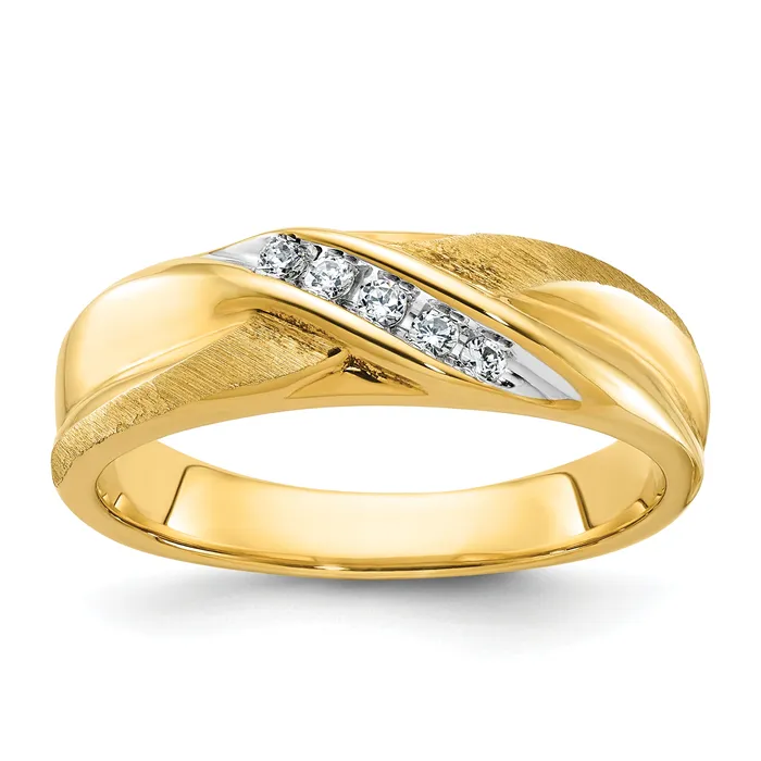 Goldia Rings 14k Yellow Gold 110 Ct Lab Grown Diamond VSSI G Polished and Satin Mens Ring Goldia Rings 14k Yellow Gold 110 Ct Lab Grown Diamond VSSI G Polished and Satin Mens Ring