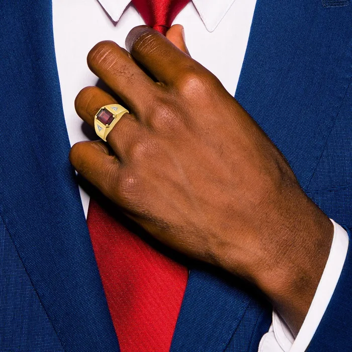 Goldia Rings 14k Yellow Gold Mens Polished and Satin Gemstone and Diamond Ring Mounting