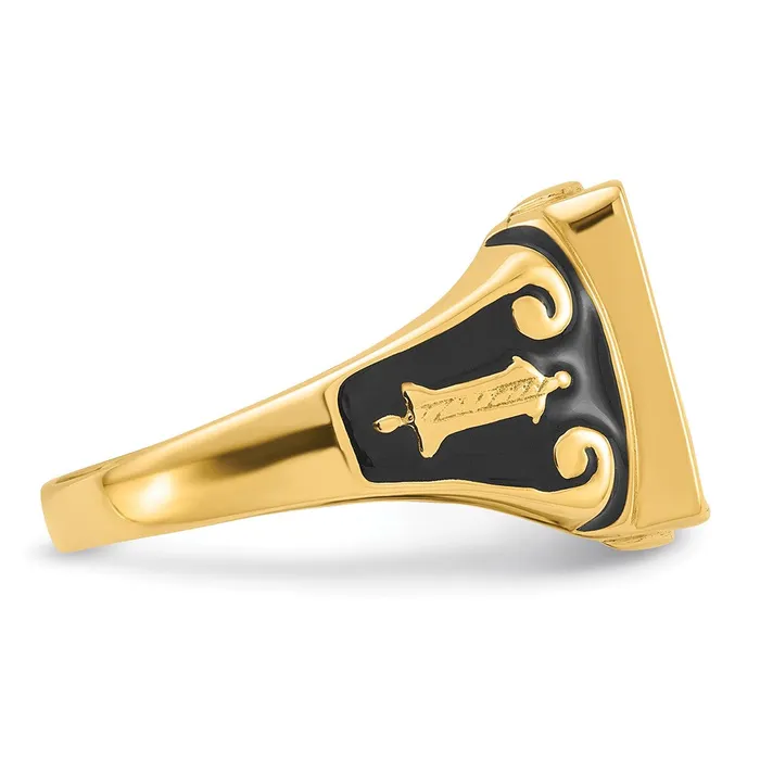 Goldia Rings 14k Yellow Gold Mens Polished and Textured No Enamel Masonic Ring
