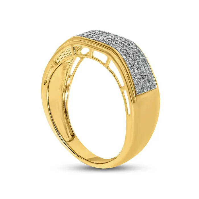 Goldia Rings Mens 050 CT TW Natural Diamond MultiRow Wedding Band in Solid 10K Yellow Gold Goldia Rings Mens 050 CT TW Natural Diamond MultiRow Wedding Band in Solid 10K Yellow Gold