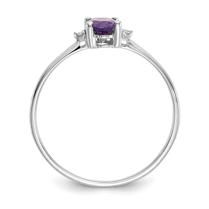 Goldia Rings Solid 14k White Gold Simulated CZ Amethyst Birthstone Ring