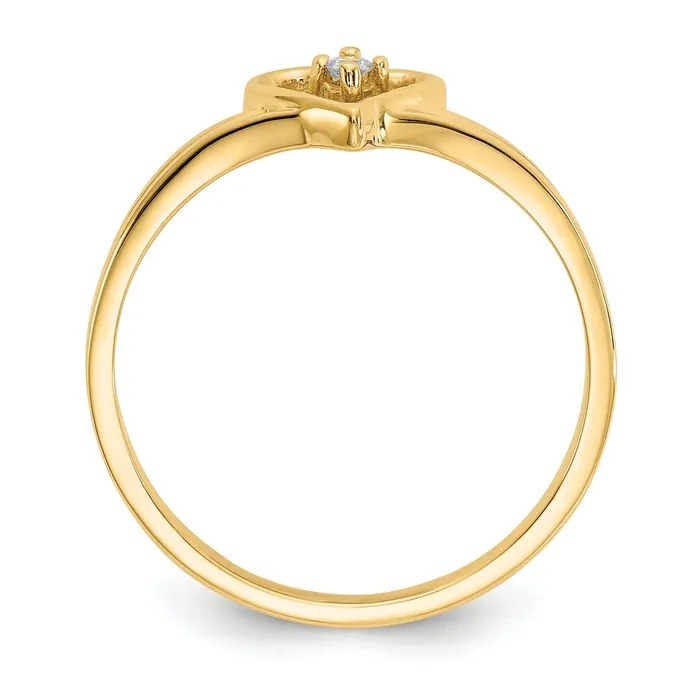 Goldia Rings Solid 14k Yellow Gold VS Simulated CZ heart Ring