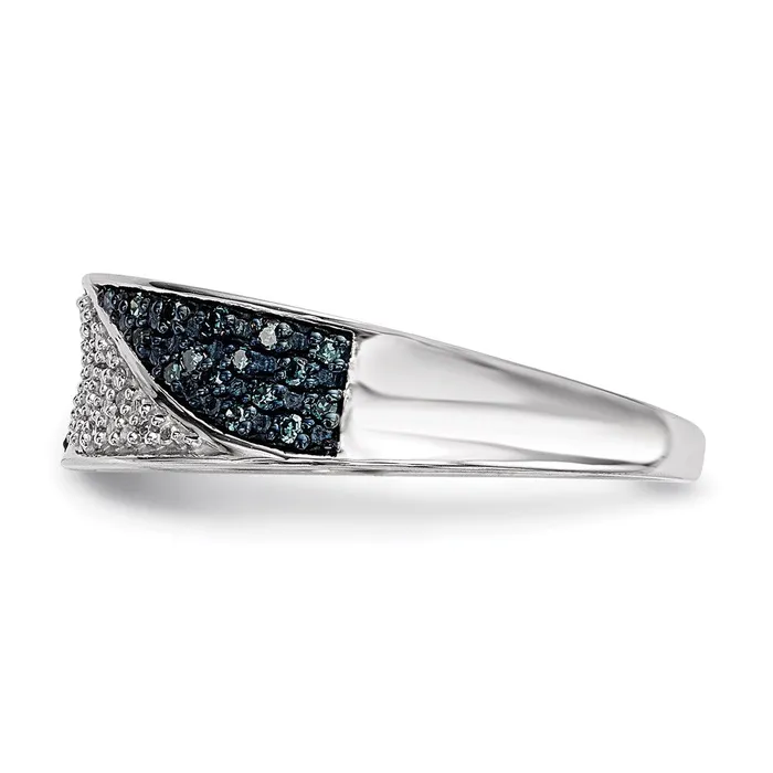 Goldia Rings Sterling Silver Blue and White Diamond Ring