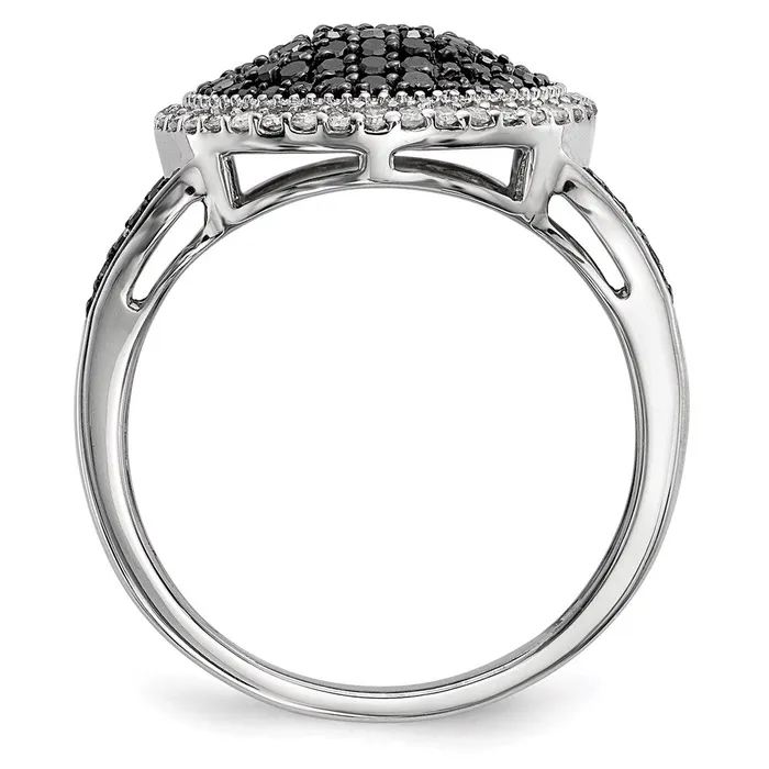Goldia Rings White Night Sterling Silver Rhodiumplated Black and White Diamond Round Ring