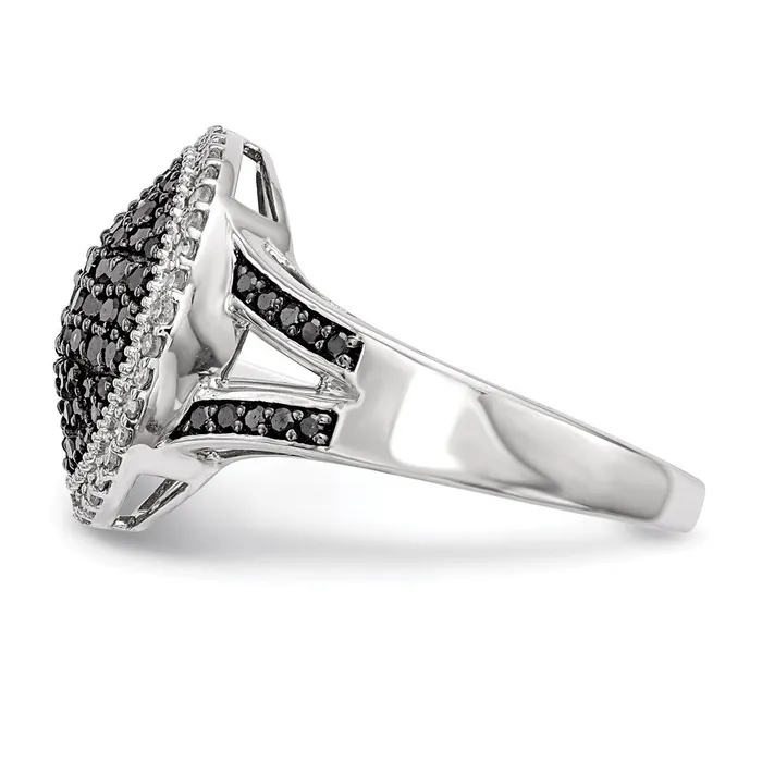 Goldia Rings White Night Sterling Silver Rhodiumplated Black and White Diamond Round Ring