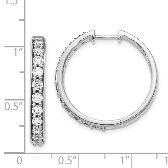 Goldia Solid 14k White Gold Simulated CZ Hoop Earrings Earrings