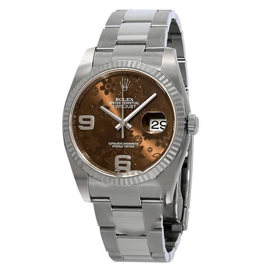 JMS always Bracelets Original Rolex Oyster Perpetual 36 mm Brown Floral Dial Stainless Steel Bracelet Automatic Ladies Watch 116234BRAFO