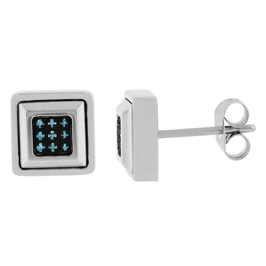 JMS always Earrings Original Robert Alton 110CTW Blue Diamond Stainless Steel Square Stud Earrings JMS always Earrings Original Robert Alton 110CTW Blue Diamond Stainless Steel Square Stud Earrings
