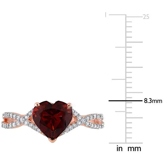 JMS always Original Amour 14k Rose Gold 2 CT TGW Heart Garnet and 15 CT TDW Diamond Infinity Ring Rings