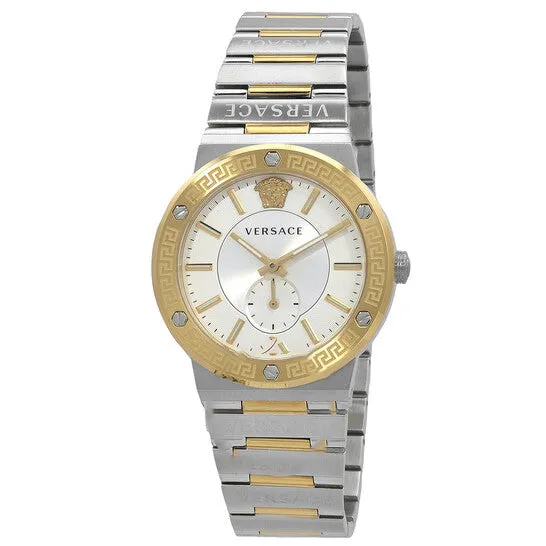JMS always Rings Original Versace Greca Logo Quartz White Dial TwoTone Mens Watch VEVI00320