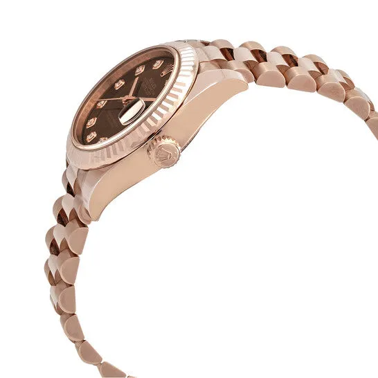 JMS always Watches Original Rolex Lady Datejust Chocolate Diamond Dial Automatic 18 Carat Rose Gold President Watch 279175CHDP