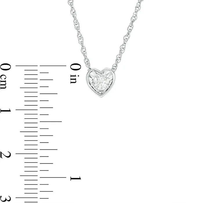 Necklaces Goldia 017 CT Natural Clarity Enhanced Solitaire HeartShaped Pendant in 10K White Gold