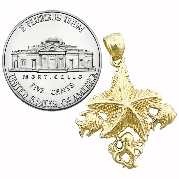 Necklaces Goldia 14K Gold Starfish with Octopus and Fish Accent Pendant