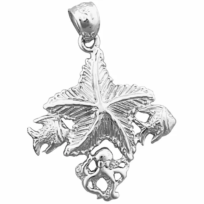 Necklaces Goldia 14K Gold Starfish with Octopus and Fish Accent Pendant