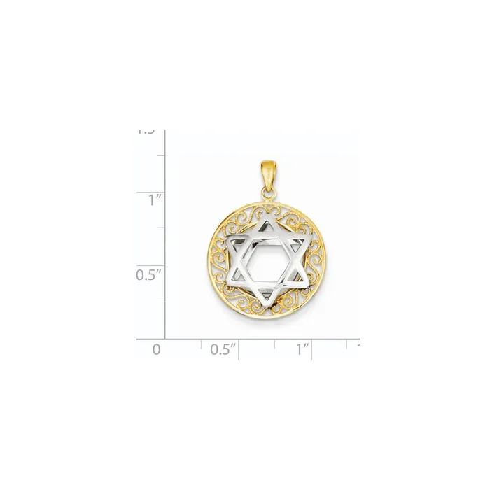 Necklaces Goldia 14k Yellow Rhodium Gold Twotone Gold Star of David Pendant