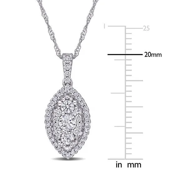 Necklaces JMS always Original AMOUR 12 CT TW Diamond Composite Marquise Shape Halo Drop Pendant with Chain In 10K White Gold Necklaces JMS always Original AMOUR 12 CT TW Diamond Composite Marquise Shape Halo Drop Pendant with Chain In 10K White Gold