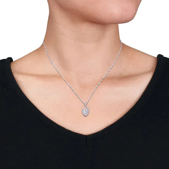 Necklaces JMS always Original AMOUR 12 CT TW Diamond Composite Marquise Shape Halo Drop Pendant with Chain In 10K White Gold Necklaces JMS always Original AMOUR 12 CT TW Diamond Composite Marquise Shape Halo Drop Pendant with Chain In 10K White Gold