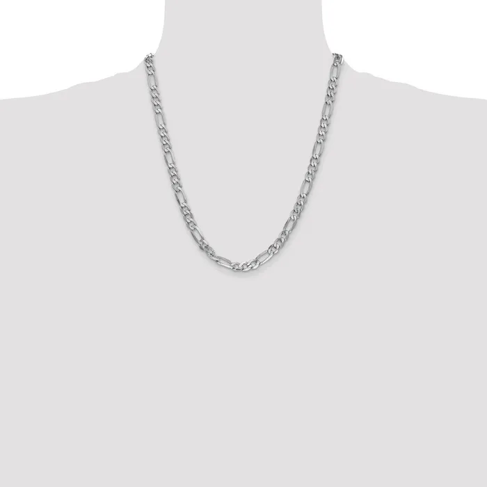 Necklaces MDS Solid 14K White Gold 22 inch 6mm Flat Figaro with Lobster Clasp Chain Necklace Necklaces MDS Solid 14K White Gold 22 inch 6mm Flat Figaro with Lobster Clasp Chain Necklace