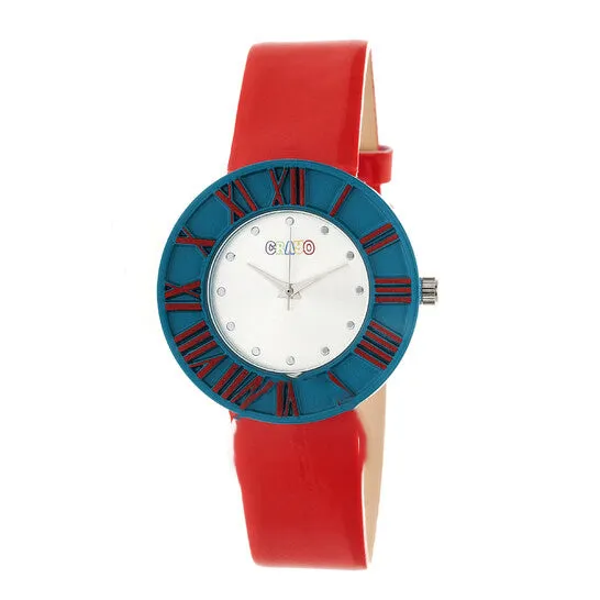 Original Crayo Prestige Silver Dial Red Polyurethane Watch CRACR3107 JMS always Watches