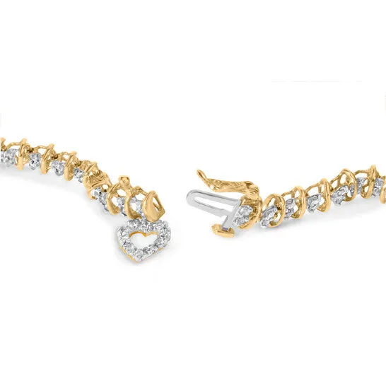 Original Haus of Brilliance 10K Yellow Gold 100 Cttw Diamond Spiral Link 7 Bracelet with Heart Charm HI Color I3 Clarity JMS always Bracelets Original Haus of Brilliance 10K Yellow Gold 100 Cttw Diamond Spiral Link 7 Bracelet with Heart Charm HI Color I3 Clarity JMS always Bracelets