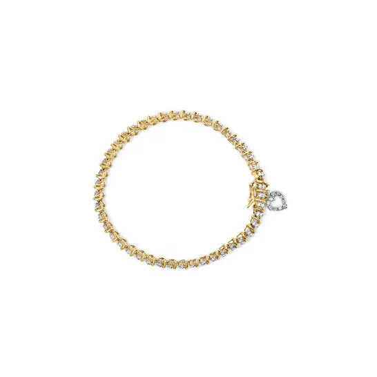 Original Haus of Brilliance 10K Yellow Gold 100 Cttw Diamond Spiral Link 7 Bracelet with Heart Charm HI Color I3 Clarity JMS always Bracelets Original Haus of Brilliance 10K Yellow Gold 100 Cttw Diamond Spiral Link 7 Bracelet with Heart Charm HI Color I3 Clarity JMS always Bracelets