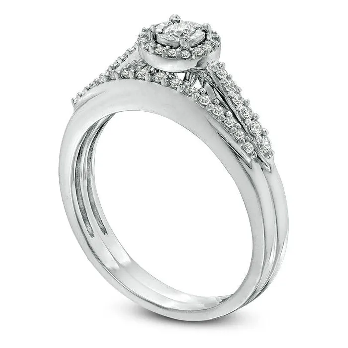 Rings 033 CT TW Natural Diamond Frame Bridal Engagement Ring Set in Solid 10K White Gold Goldia Rings 033 CT TW Natural Diamond Frame Bridal Engagement Ring Set in Solid 10K White Gold Goldia