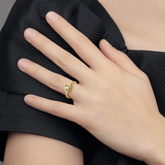 Rings 14K Yellow Gold Aquamarine Triangle Ring Goldia