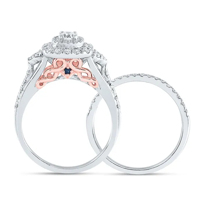 Rings gndatlanta 14k Twotone Gold Round Diamond Bridal Wedding Ring Set 1 Cttw Certified