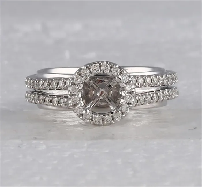Rings gndatlanta 14k White Gold Round Diamond 34 Ct Rd Center Bridal SemiMount Ring 34 Ctw