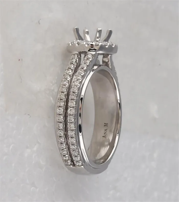 Rings gndatlanta 14k White Gold Round Diamond 34 Ct Rd Center Bridal SemiMount Ring 34 Ctw