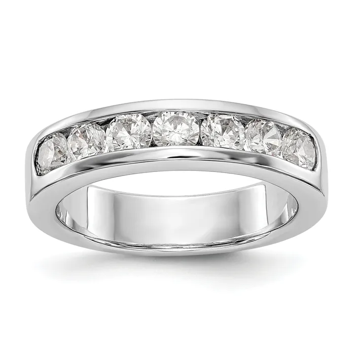 Rings Goldia 105ct CZ Solid Real 14K White Gold 7Stone Channel Wedding Band Ring