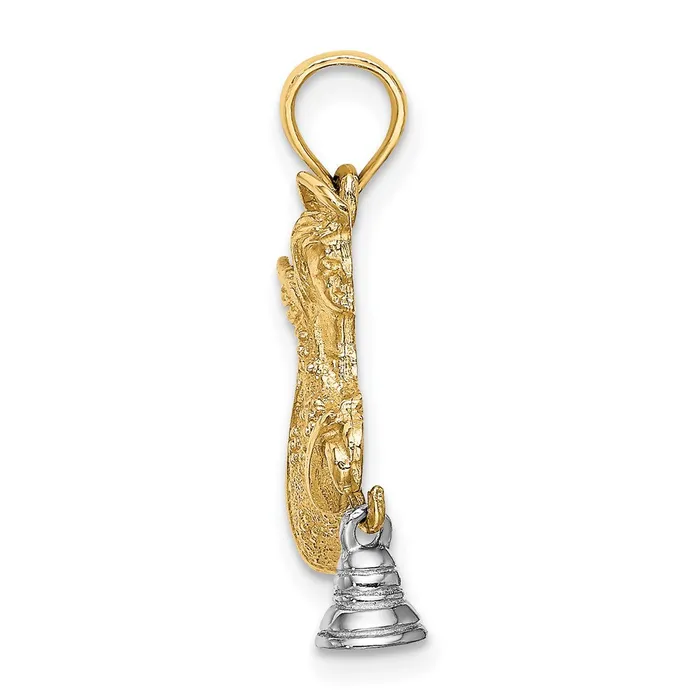 Rings Goldia 14k Twotone Gold wRhodium Flying Angel w Moveable Bell Charm