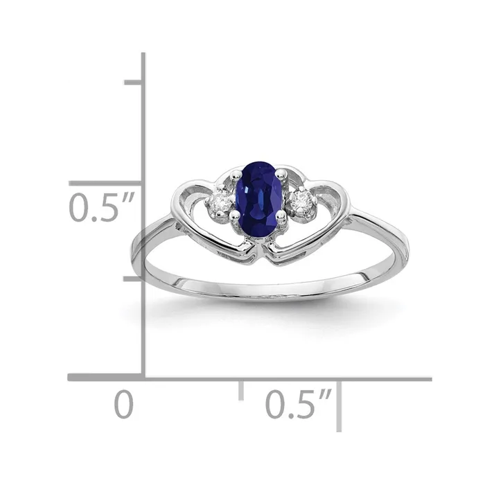 Rings Goldiacom 14k White Gold 5x3mm Oval Sapphire AA Real Diamond ring