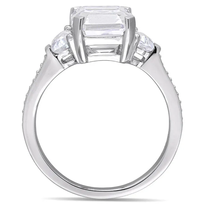 Rings Goldia EmeraldCut White Topaz and 007 CT TW Natural Diamond Three Stone Ring in Sterling Silver Rings Goldia EmeraldCut White Topaz and 007 CT TW Natural Diamond Three Stone Ring in Sterling Silver