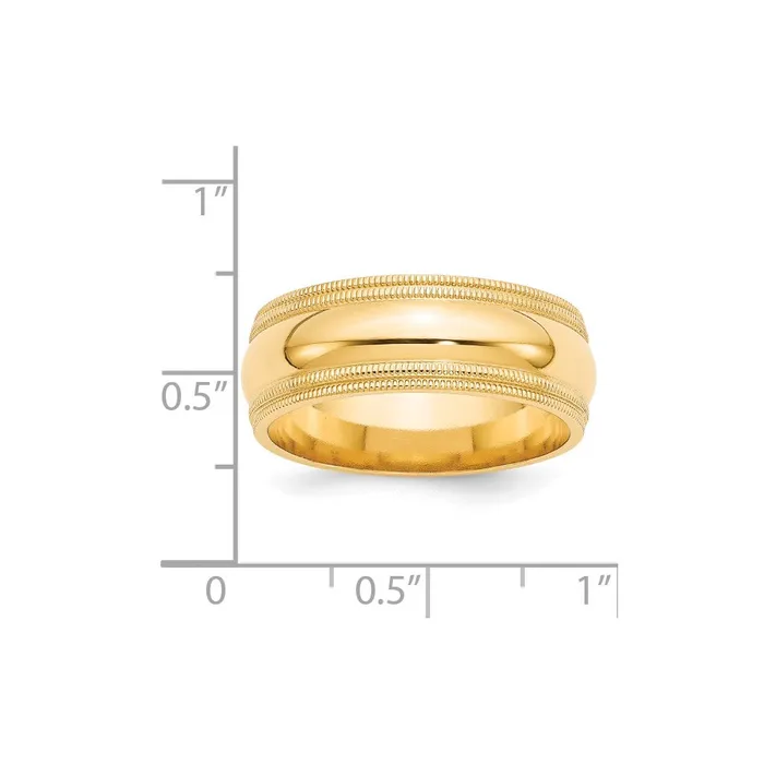 Rings Goldia Solid 10K Yellow Gold 8mm Double Milgrain Comfort Fit MensWomens Wedding Band Ring Size 95