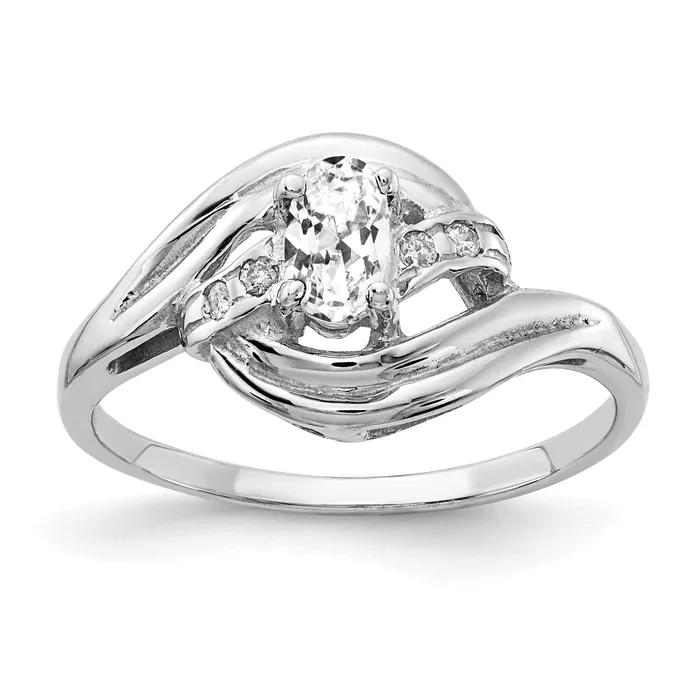 Rings Solid 14k White Gold 5x3mm Oval Cubic Zirconia AA Simulated CZ Ring Goldia