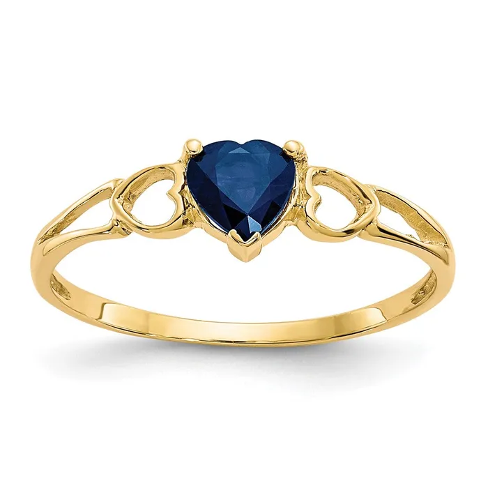 Rings Solid 14k Yellow Gold Simulated Sapphire Birthstone Ring Goldia