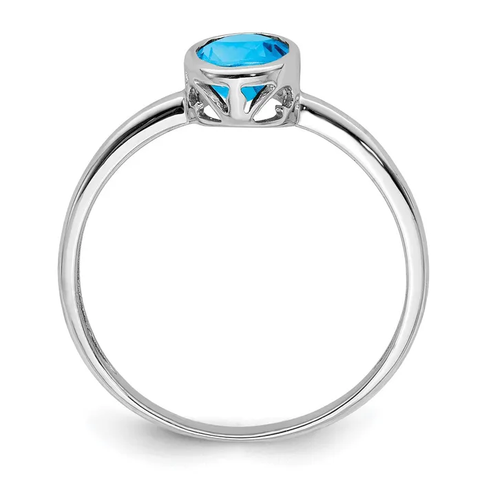 Rings Sterling Silver Rhodiumplated Polished Blue Topaz Oval Ring Goldia