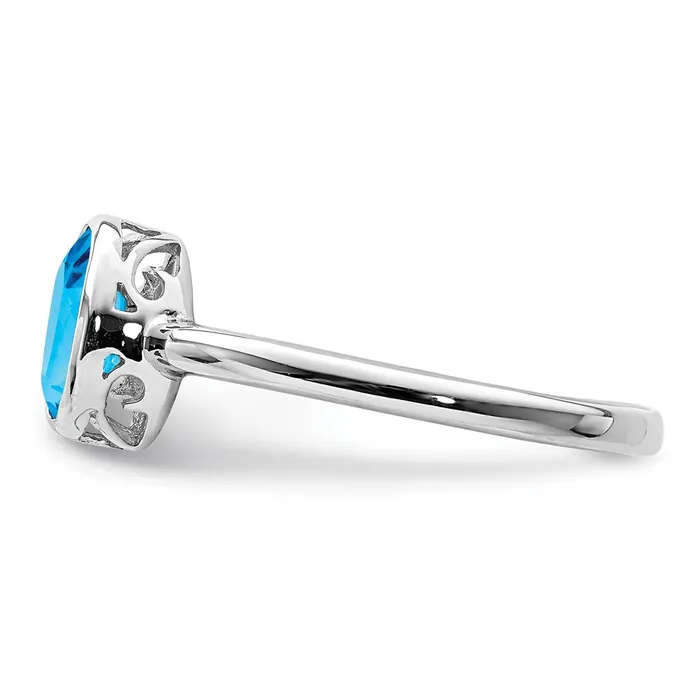 Rings Sterling Silver Rhodiumplated Polished Blue Topaz Oval Ring Goldia